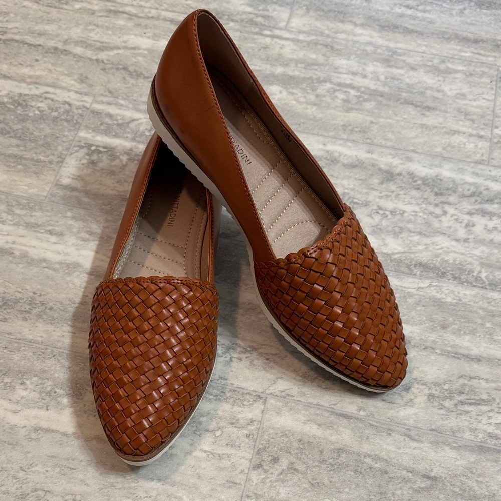 Adrienne Vittadini Cognac Woven Pointed-Toe Flats - Picture 3 of 3